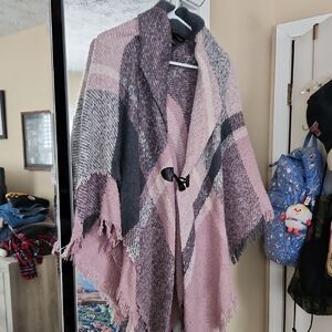 Plaid Women's Poncho Coat